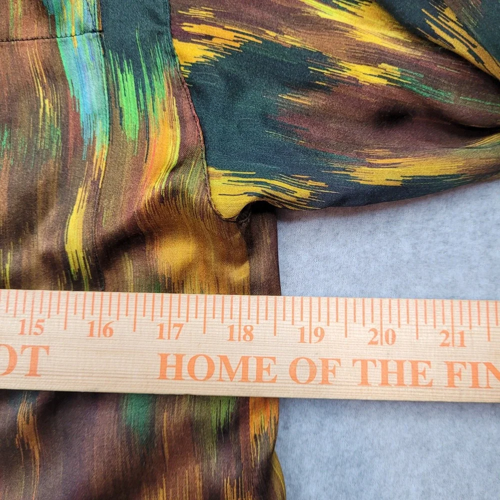 Lafayette 148 Button Up Shirt Womens XS Green Abstract Print Viscose Long Sleeve - Picture 4 of 6